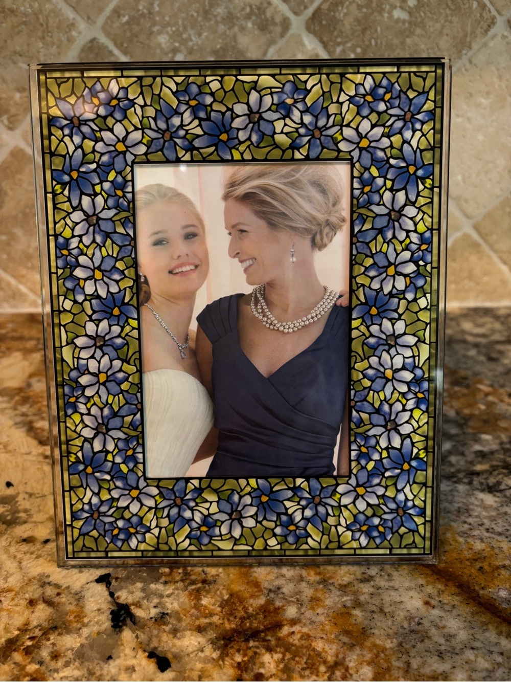 Tiffany Style Stained Glass Floral Mosaic Picture Frame